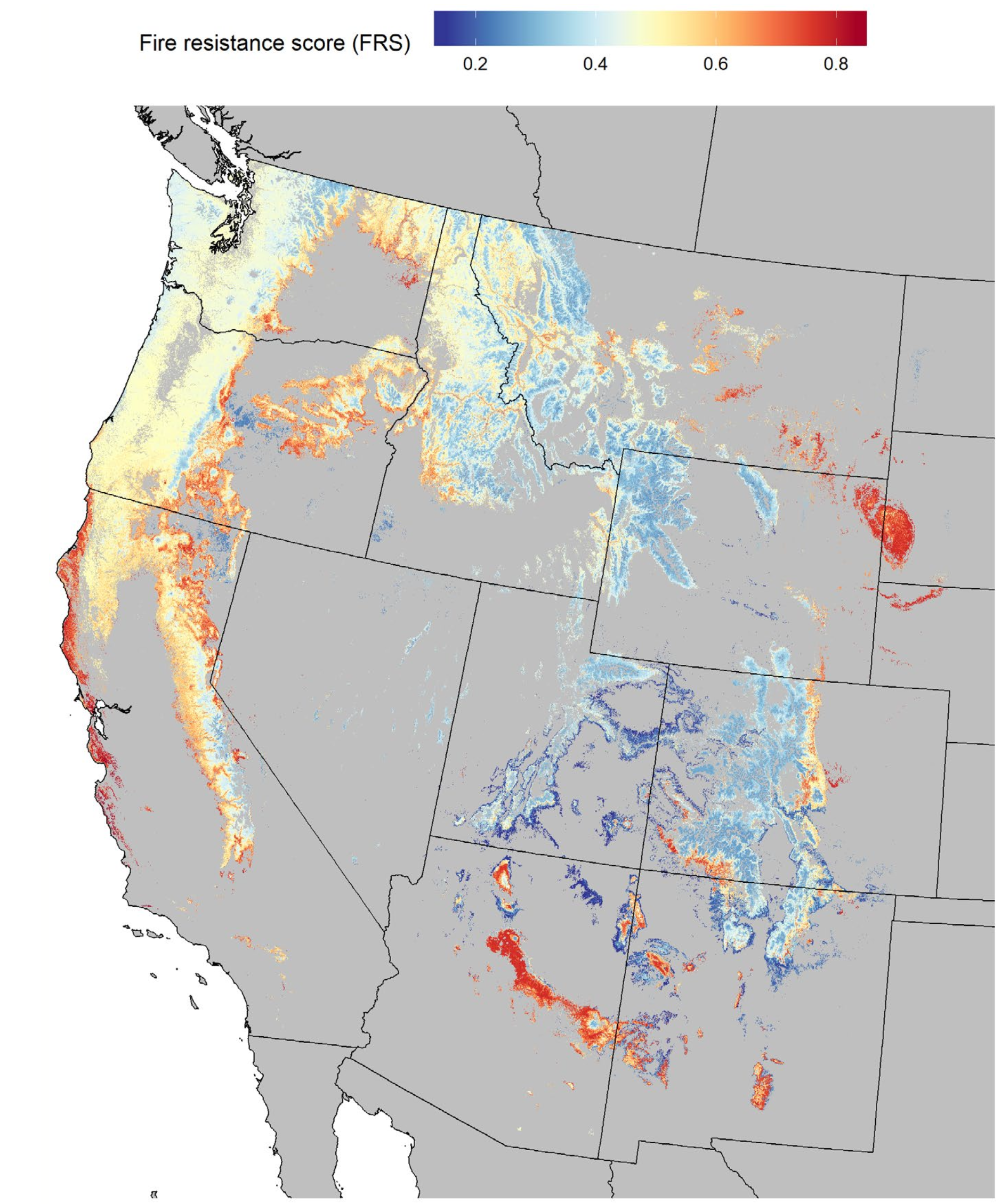 Map of forest community fire resistance across western U.S.