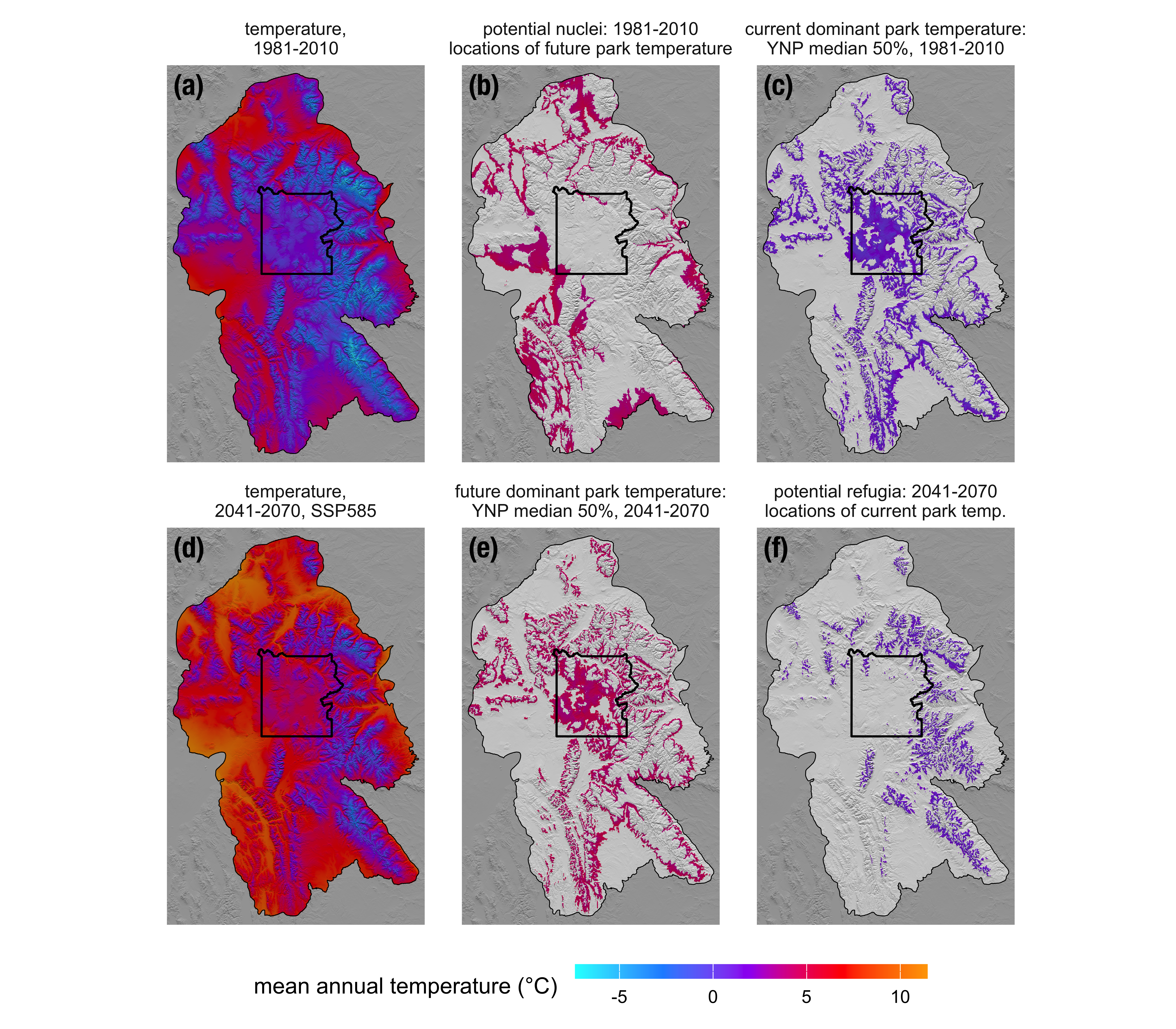 Map of climate nuclei and refugia across the GYE