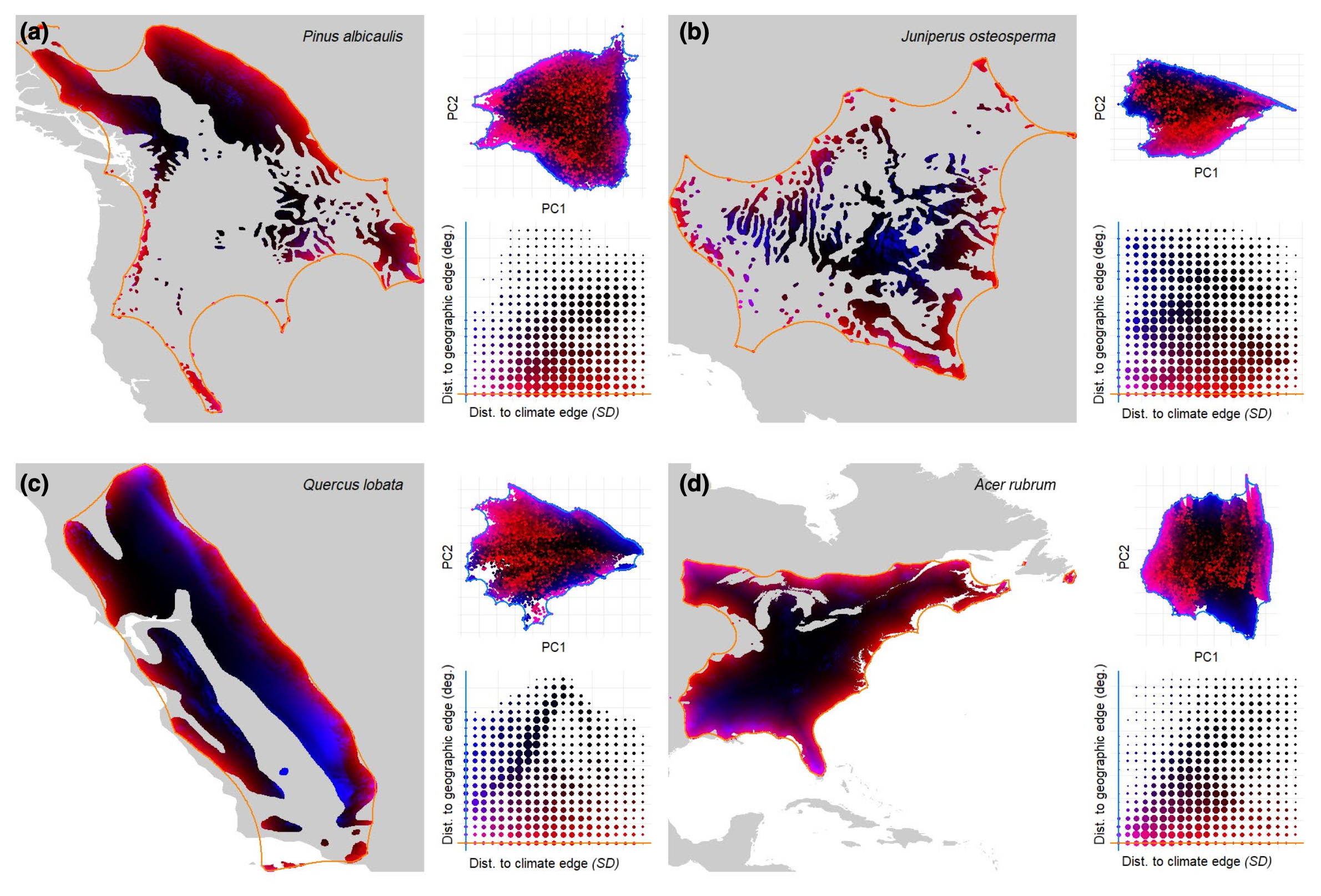 Figure showing the relationship between geographic and climate edges